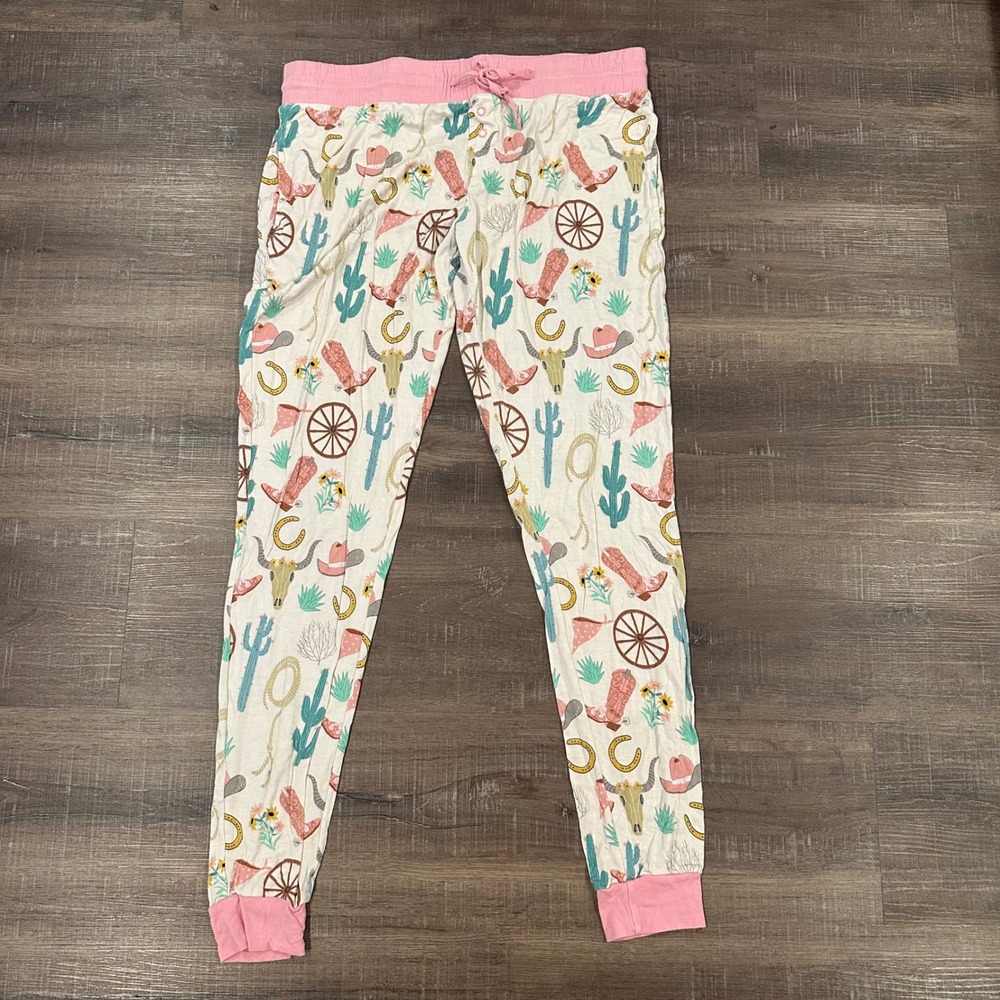 Little Sleepies Ready To‎ Rodeo Bamboo Pajama Jogger Pants Pink Women Small